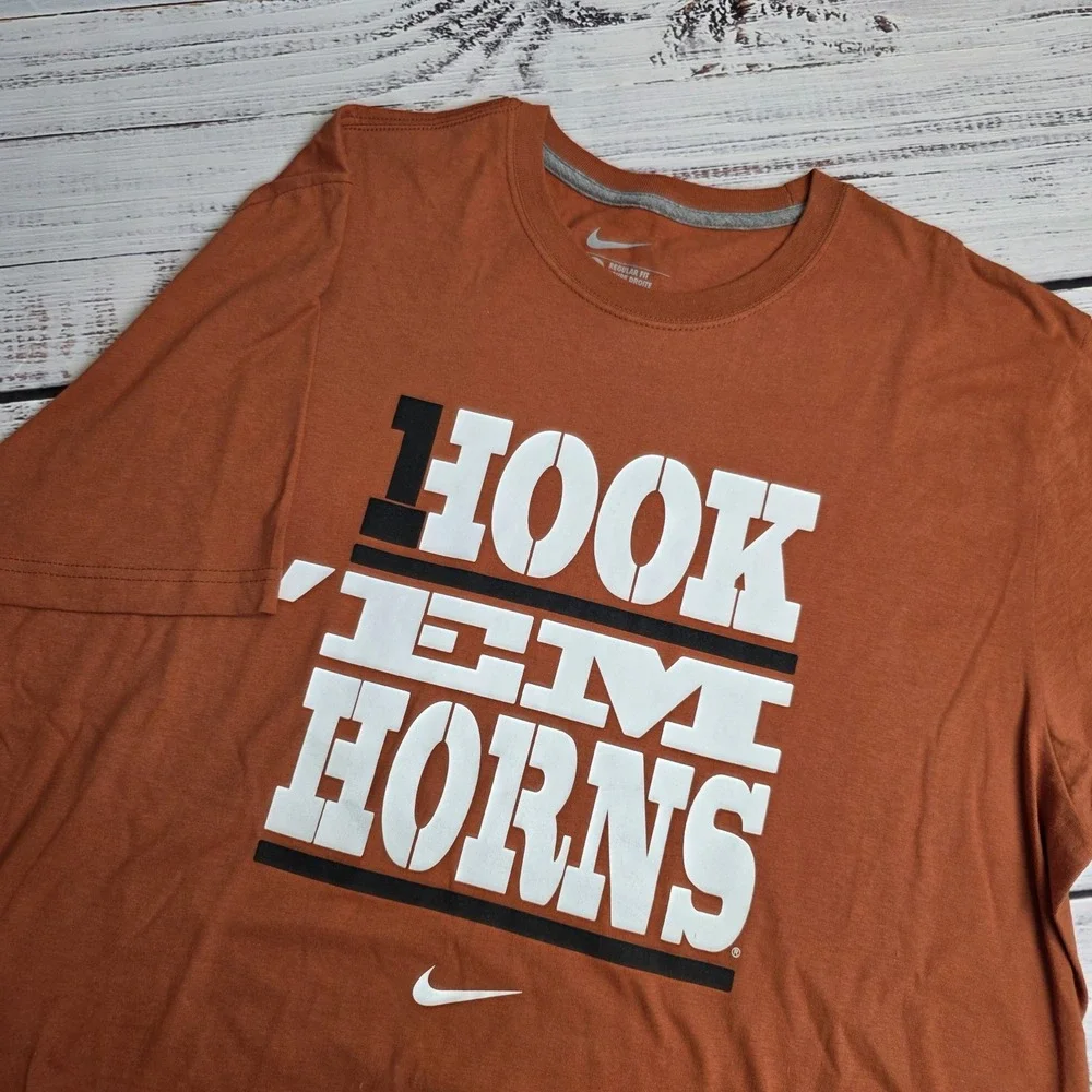 Nike Texas Longhorns Regular Fit‎ Mens XXL Orange T-Shirt Cotton Hook Em Horns